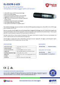 Thumbnail of document Data Sheet - EL-21CFR-1-LCD Temperature Data Logger with Display
